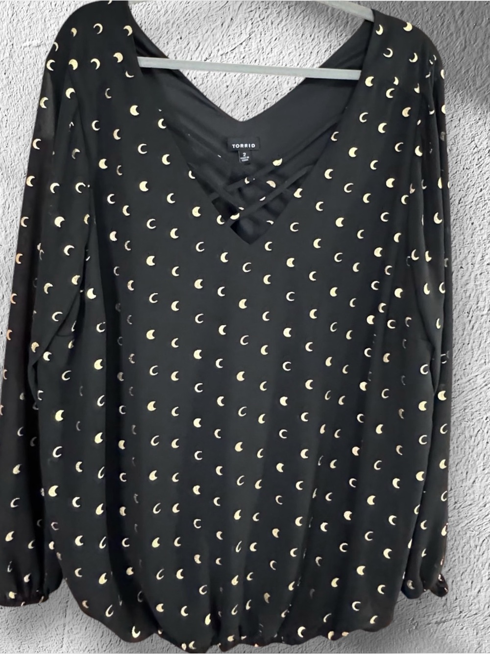torrid Black Crescent Moon V-Neck Blouse
